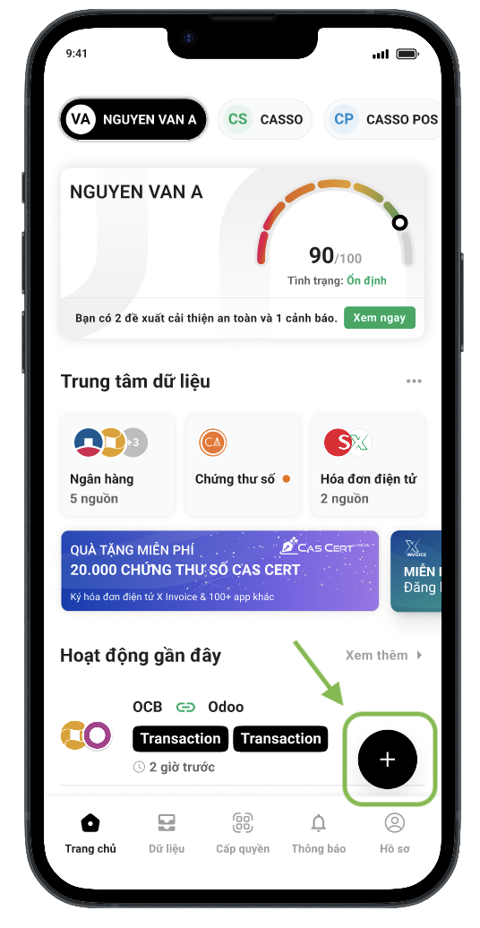 Khởi tạo luồng thêm tài sản số 1