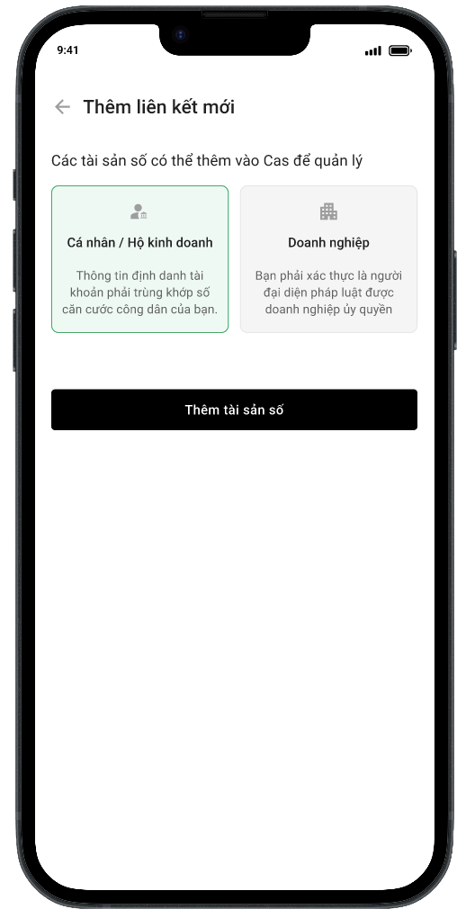 Khởi tạo luồng thêm tài sản số 2