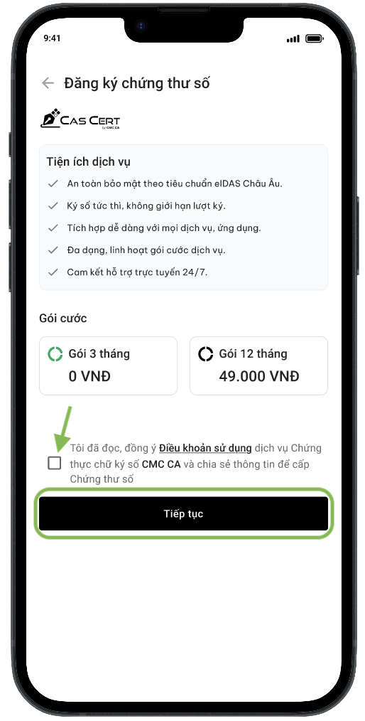 Chọn gói cước CAS CERT