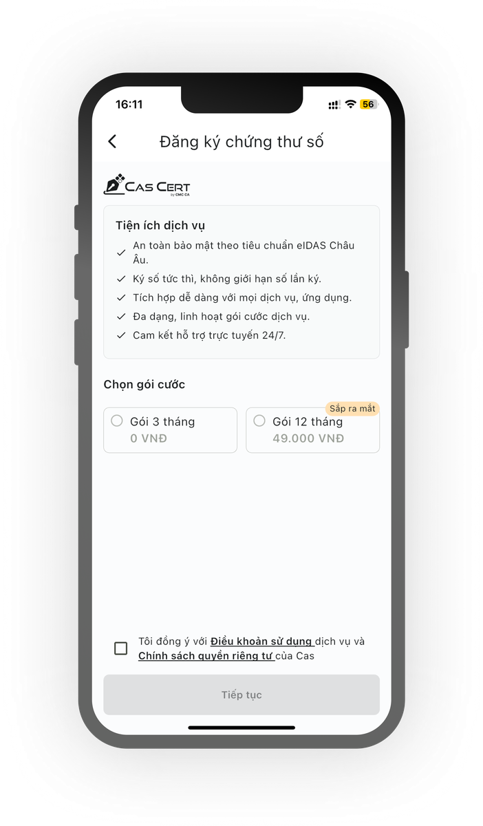 Giao diện ứng dụng Cas ID 3