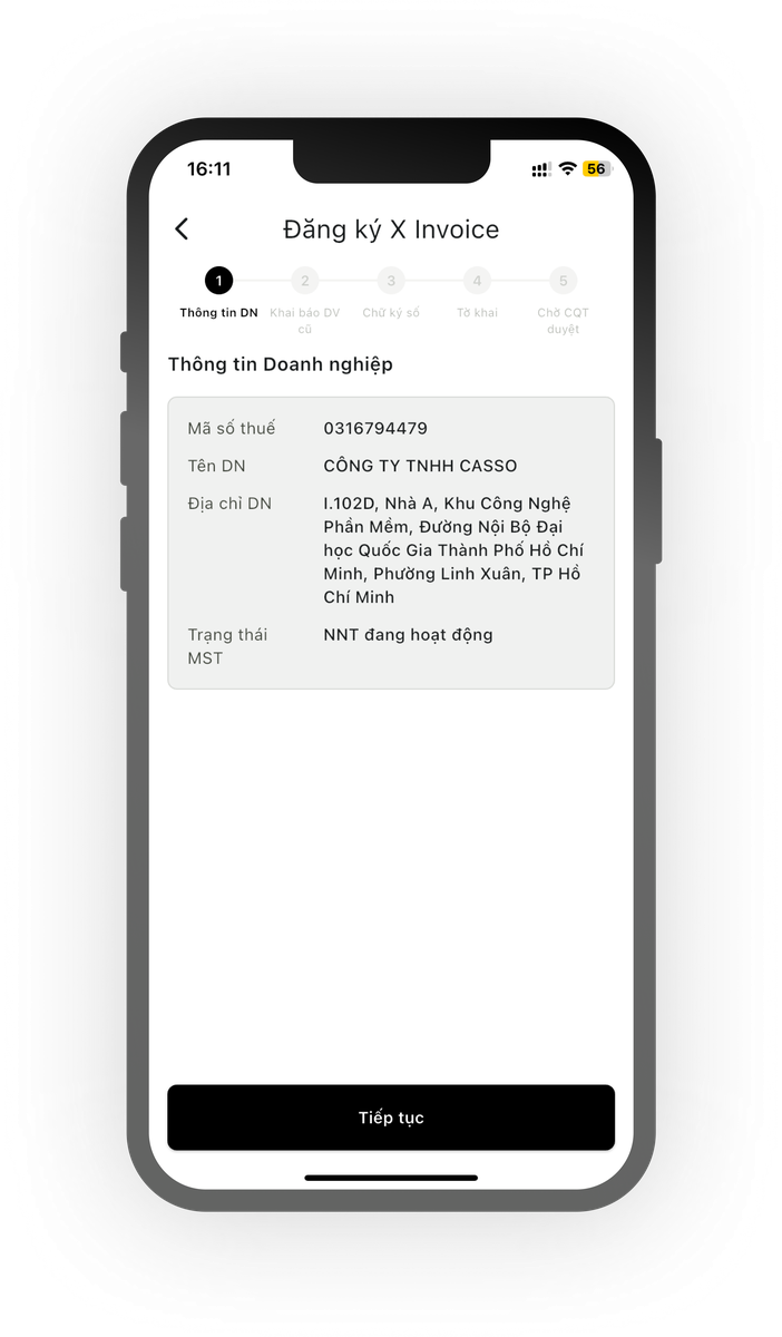 Giao diện ứng dụng Cas ID 1