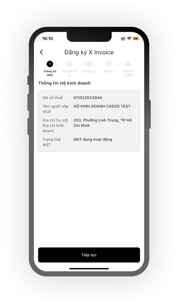 Giao diện ứng dụng Cas ID 2