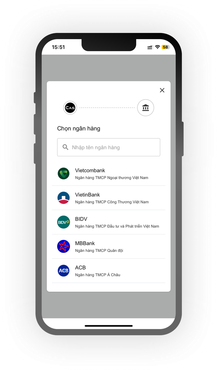Giao diện ứng dụng Cas ID 1